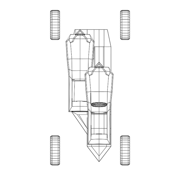 Structure automobile 2 places vue en plan